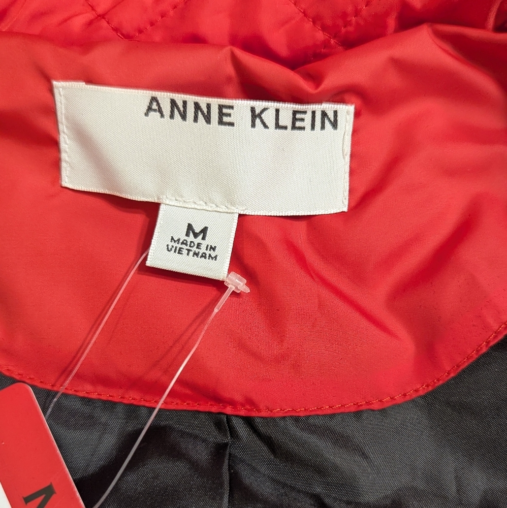 Anne Klein  | Women's Quilted Jacket Coat | Red | Medium - Picture 3 of 12